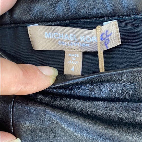 Michael Kors Collection black leather pencil skirt